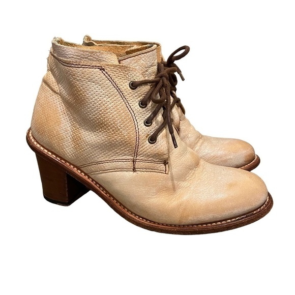 Bed Stu Nectar Lux White Leather Boots Lace Up 6544 Women’s Size 8